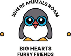 A penguin with blue eyes and a black beak is standing on a white background