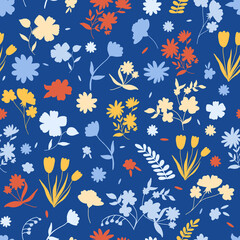 Hand-drawn flowers seamless pattern print design. Vector illustration design for fashion fabrics, textile graphics and prints.	
