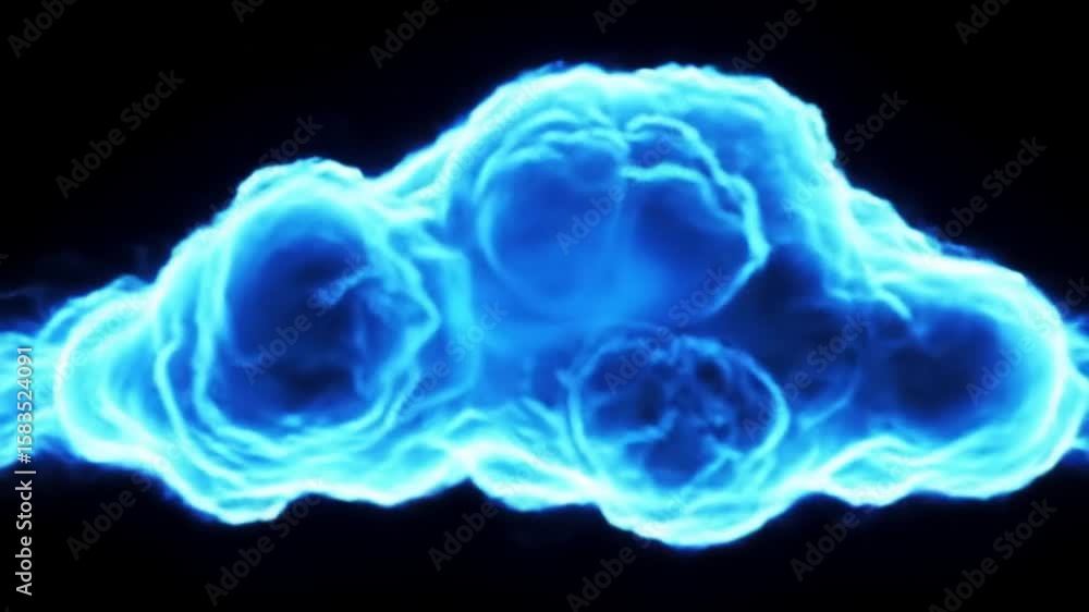 Poster dynamic blue cloud with a subtle smoke effect on a black background for visual effects and motion gr