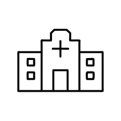 Fototapeta premium Hospital building with cross symbol in minimalist line art style 