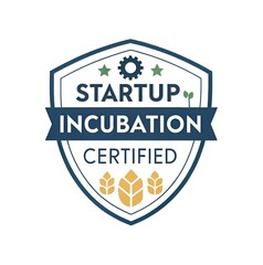 Obraz premium Certified Startup Incubation Program: Professional Shield Badge Design, Growth and Success Concept