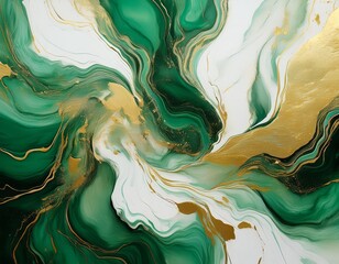 abstract rough green white gold art painting marble texture generative ai