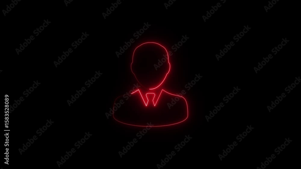 Aufkleber red neon user profile icon icon animation. glowing icon of user in flat style motion graphics. perso