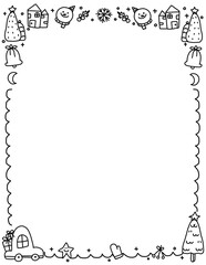 Christmas Doodle Border Frame. Hand-Drawn Black Line Borders. winter holiday Border Frame. Xmas Frames. Perfect for invitations, worksheets, weddings, and printable projects.