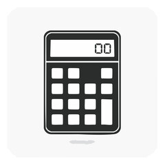 Black and White Calculator Illustration Icon for Financial Business and Accounting