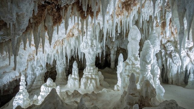 Glittering Crystal Structures Within an Underground Cave