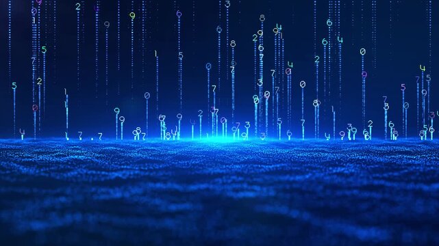 Digital Matrix Technology Binary Code Blue Background