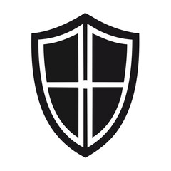 Security shield icon simple style Protection symbol safety concept vector illustration flat design black background