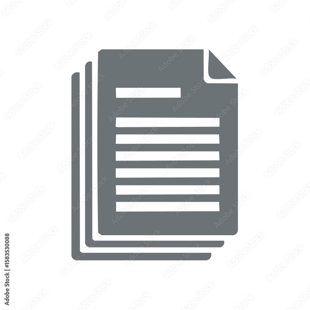 Fototapete stack of papers with text document flat design document file data icon