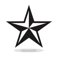 Stylish star icon vector graphic in black and white simple design lone star symbol shadow element for logo emblem badge decoration