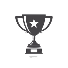 Gray trophy with star on black background celebrating achievement or success vector image