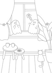 Coloring book with ghosts
