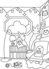 Coloring book with ghosts