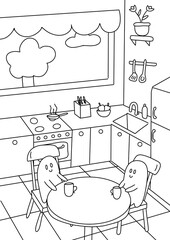 Coloring book with ghosts