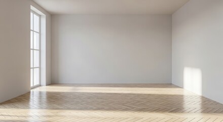 Empty White Wall in a Bright Gallery Room for Art Mockup Background