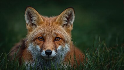 Fototapeta premium Detailed view of a red fox in the dark