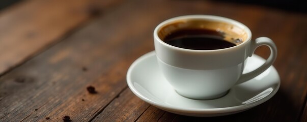 Simple white cup filled with dark, rich coffee , element, texture