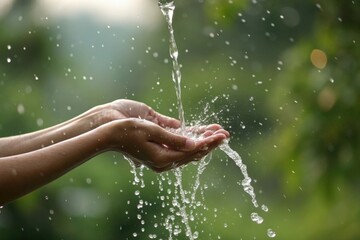 Pure Water: Hands Cupping Refreshing Flow
