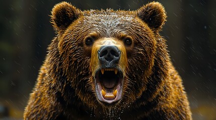Obraz premium Fierce and powerful bear roaring with raw intensity