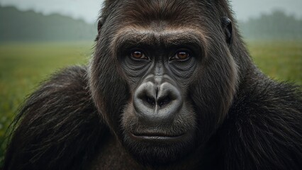 Naklejka premium Intimate shot of a grown female gorilla