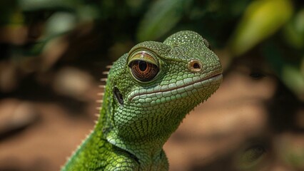Fototapeta premium Close-up view of a knight anole lizard