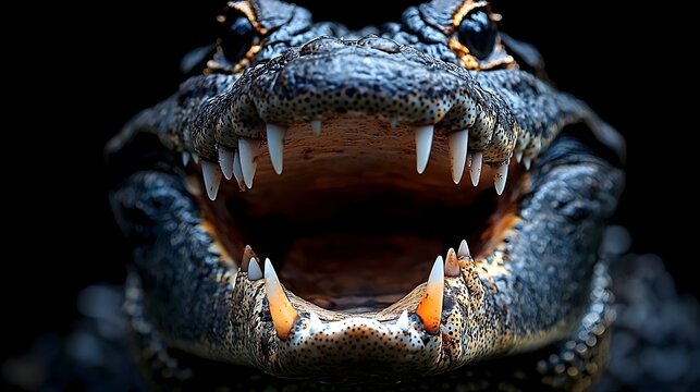 Fierce crocodile with sharp teeth and menacing jaws
