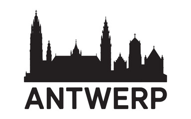 Fototapeta premium Antwerp Skyline Silhouette Captures the City's Architectural Heritage A Striking Visual Representation of Antwerp's Unique Identity and Historical Significance