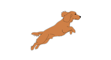 Obraz premium Energetic golden retriever dog leaping with joy outdoors playful canine action