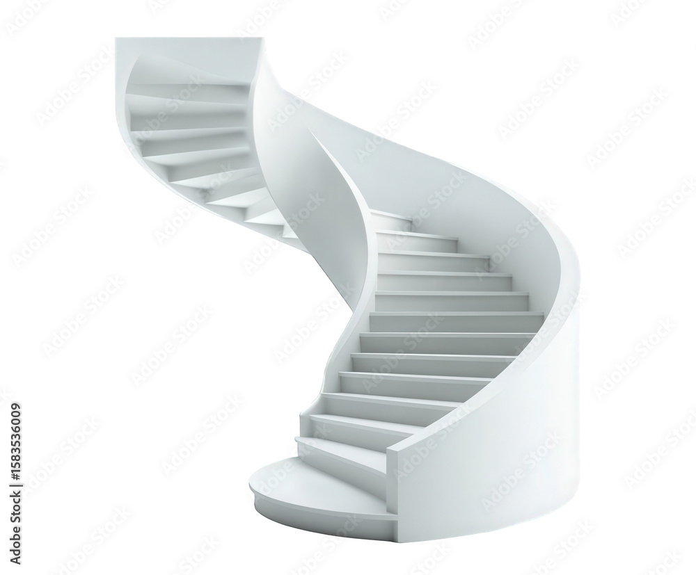 Fototapete a sleek, white spiral staircase isolated on transparent background, showcasing a modern architectura