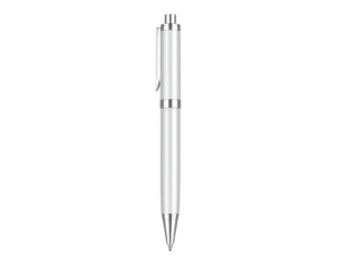 A sleek white writing instrument stands vertically ready for creative tasks