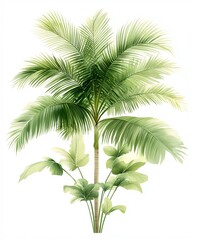 Obraz premium A majestic and thriving palm tree with a tall sturdy trunk and an abundance of lush verdant fronds and foliage creating a serene and calming natural scene
