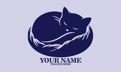 Sleeping calico cat sketch for vector illustration and logo design. Lazy day