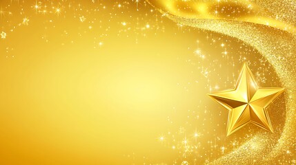 Golden star on a shimmering gold background