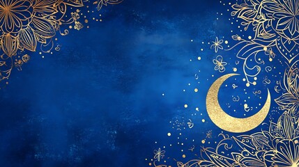 Night sky backdrop with gold floral designs