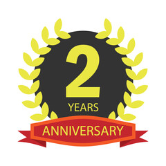 Celebrating two-year anniversary with a laurel wreath isolated on white background