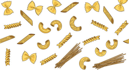 An assortment of delicious pasta shapes for culinary creations