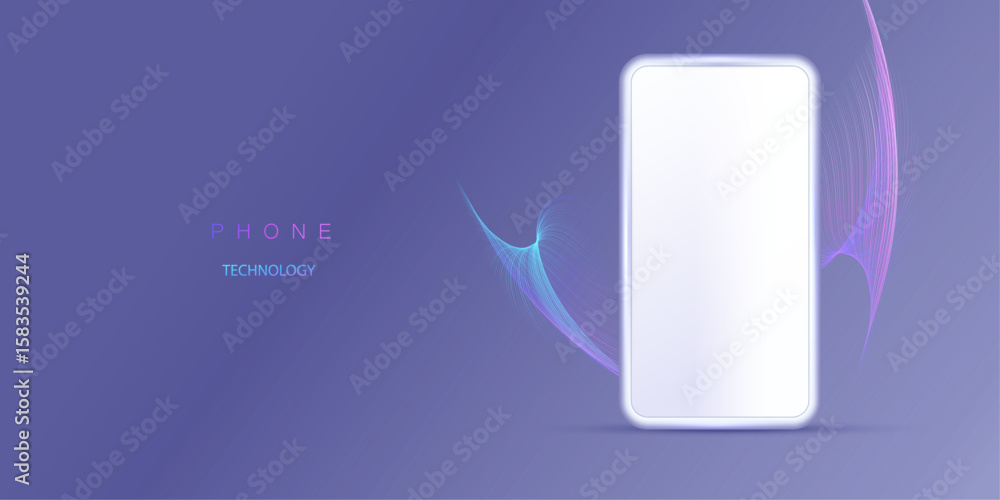 Poster realistic 3d vector phone mock up front view. mobile isolated with white screen for display your ux 