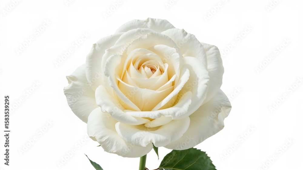 Poster macro image of a white rose flower set on a white background with clipping path