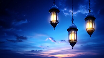 Night sky lanterns glow