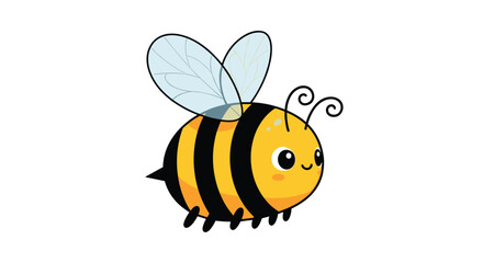 Adorable cartoon bee flying freely on a white background for childrens designs and illustrations