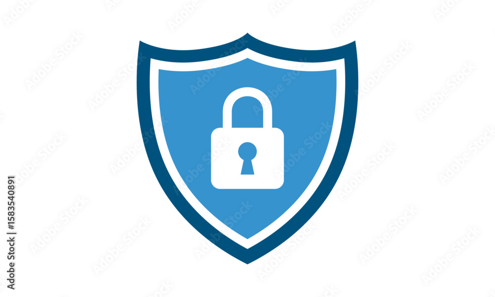 Fototapete secure internet icon. protective shield sign digital security with the image of a padlock. symbol se