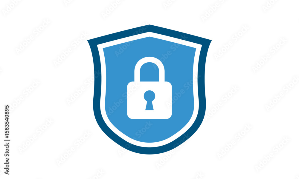 Fototapete Secure internet icon. Protective shield sign digital security with the image of a padlock. Symbol security protection web. Vector illustration.