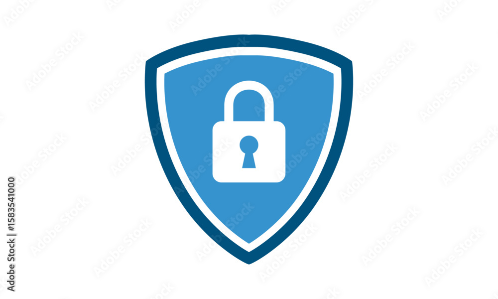 Fototapete secure internet icon. protective shield sign digital security with the image of a padlock. symbol se