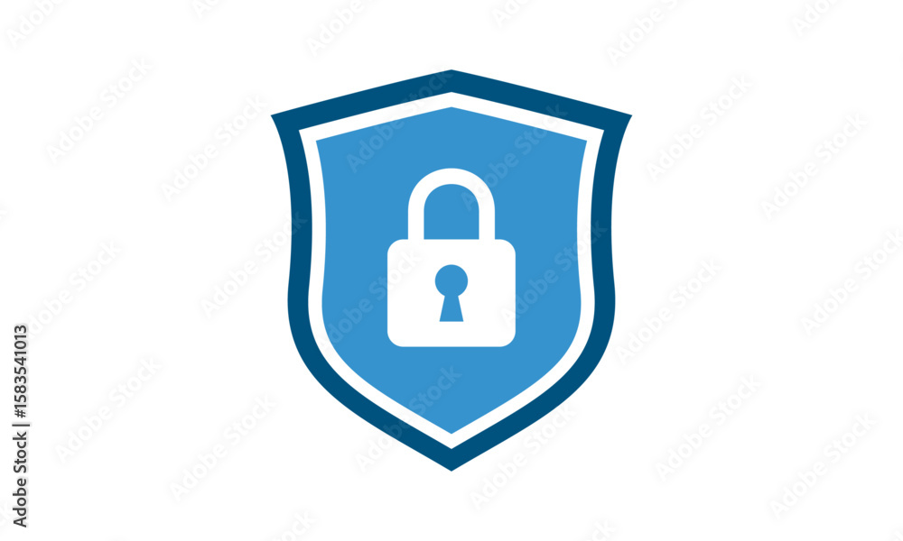 Fototapete secure internet icon. protective shield sign digital security with the image of a padlock. symbol se