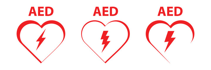 AED Symbols, Defibrillator Icons, Emergency AED Signs