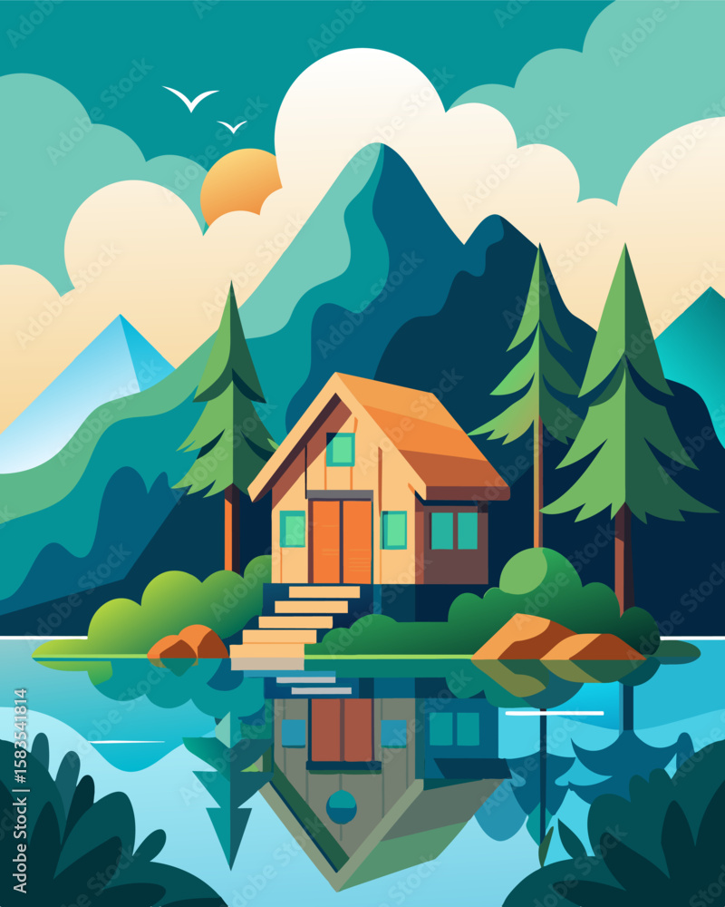 Poster take a break from the hustle and bustle of the city and work remotely from the tranquil ecofriendly 