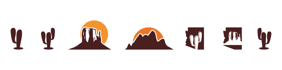monument valley desert vector design,arizona,cactus icon,mountain,mountains,valley,editable arizona logo design,symbol,design,illustration
