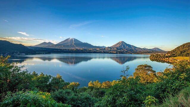 Stunning highland lakes and volcanoes in a Central American region