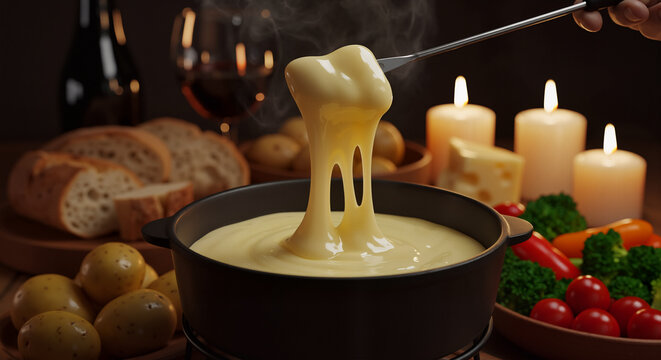 Celebrate Queso Day with a Delicious Hot Cheese Fondue Experience featuring fresh vegetables and crusty bread for dipping