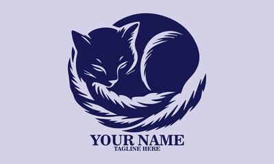 Sleeping calico cat sketch for vector illustration and logo design. Lazy day